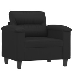 Fauteuil avec repose-pied Noir 60 cm Similicuir