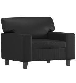 Fauteuil avec repose-pied Noir 60 cm Similicuir