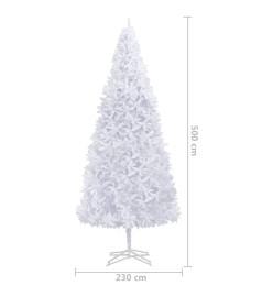 Sapin de Noël artificiel avec LED et boules 500 cm Blanc