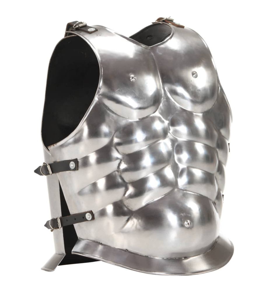 Cuirasse d'armure corporelle de soldat romain GN Argenté Acier