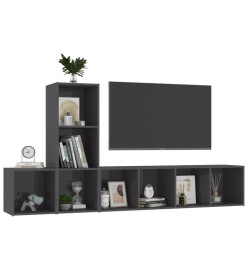 Ensemble de meubles TV 3 pcs Gris brillant Aggloméré