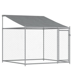 Cage pour chien avec toit et porte gris 2x2x2 m acier galvanisé