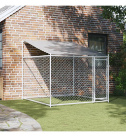 Cage pour chien avec toit et porte gris 2x2x2 m acier galvanisé