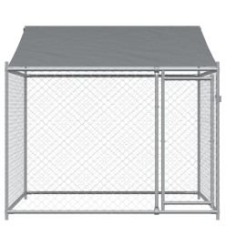 Cage pour chien avec toit et porte gris 2x2x2 m acier galvanisé