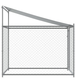 Cage pour chien avec toit et porte gris 2x2x2 m acier galvanisé