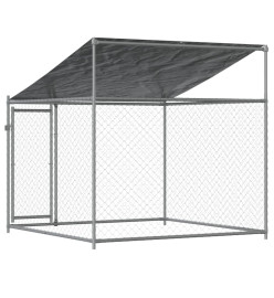 Cage pour chien avec toit et porte gris 2x2x2 m acier galvanisé