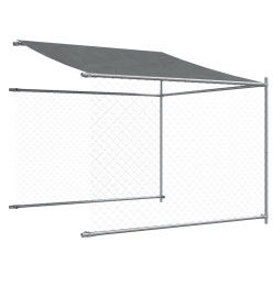 Cage pour chien avec toit et porte gris 4x2x2 m acier galvanisé