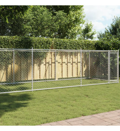 Cage pour chien avec porte gris 8x2x1,5 m acier galvanisé