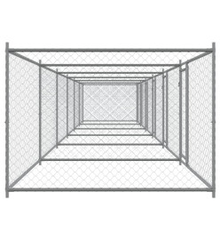 Cage pour chien avec portes gris 12x2x1,5 m acier galvanisé