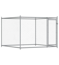 Cage pour chien avec portes gris 12x2x1,5 m acier galvanisé