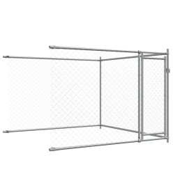 Cage pour chien avec portes gris 12x2x1,5 m acier galvanisé