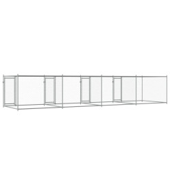 Cage pour chien avec portes gris 8x2x1,5 m acier galvanisé