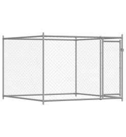 Cage pour chien avec porte gris 12x2x1,5 m acier galvanisé