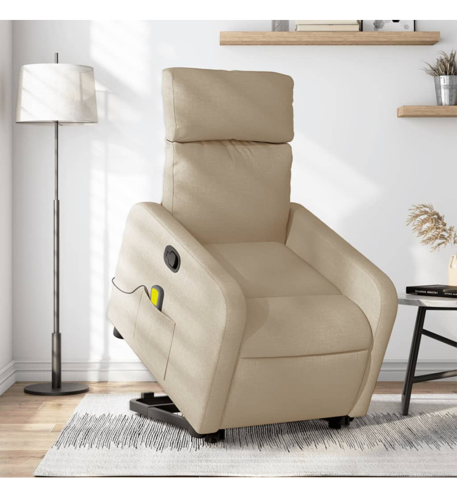 Fauteuil inclinable de massage Crème Tissu Fauteuil inclinable de massage Crème Tissu