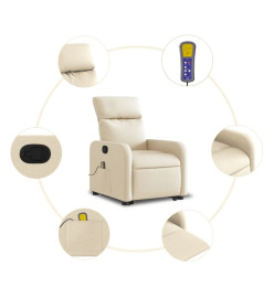 Fauteuil inclinable de massage Crème Tissu