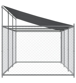 Cage pour chien avec toit et porte gris 6x2x2 m acier galvanisé