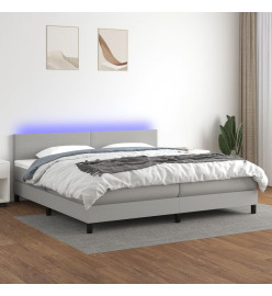 Sommier tapissier matelas et LED Gris clair 200x200 cm Tissu