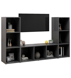 Meubles TV 3 pcs Gris 107x35x37 cm Aggloméré