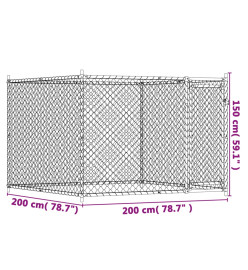 Cage pour chien avec porte gris 2x2x1,5 m acier galvanisé