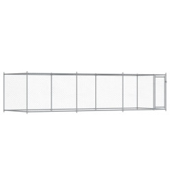 Cage pour chien avec porte gris 6x2x1,5 m acier galvanisé