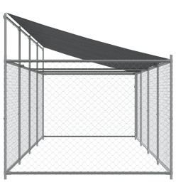 Cage pour chien avec toit et porte gris 8x2x2 m acier galvanisé