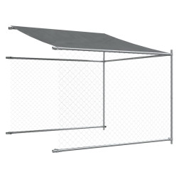 Cage pour chien avec toit et porte gris 8x2x2 m acier galvanisé