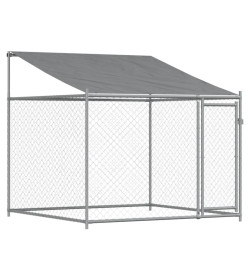 Cage pour chien avec toit/portes gris 10x2x2 m acier galvanisé