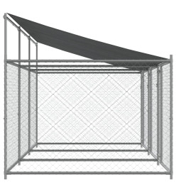 Cage pour chien avec toit et portes gris 6x2x2m acier galvanisé