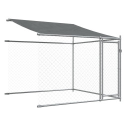 Cage pour chien avec toit et portes gris 6x2x2m acier galvanisé