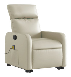 Fauteuil inclinable de massage électrique crème similicuir
