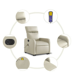 Fauteuil inclinable de massage électrique crème similicuir