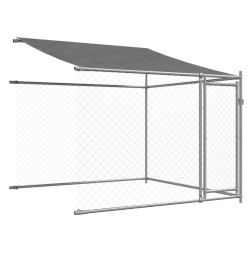 Cage pour chien avec toit/portes gris 12x2x2 m acier galvanisé