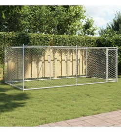 Cage pour chien avec porte gris 4x2x1,5 m acier galvanisé