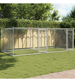 Cage pour chien avec portes gris 4x2x1,5 m acier galvanisé