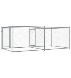 Cage pour chien avec portes gris 4x2x1,5 m acier galvanisé