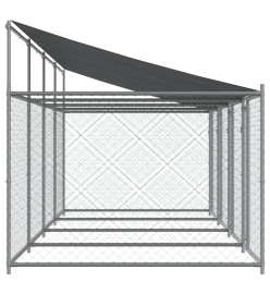 Cage pour chien avec toit et portes gris 8x2x2m acier galvanisé