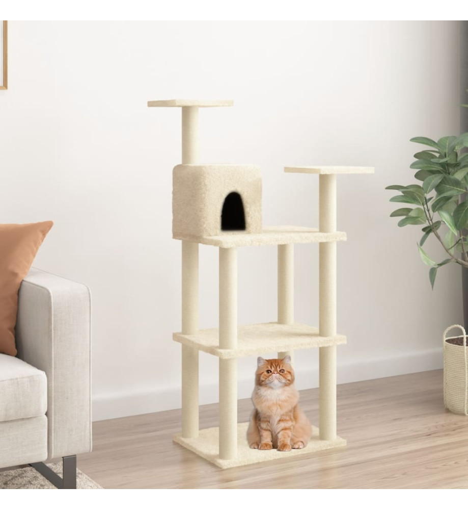 Arbre à chat avec griffoirs en sisal Crème 119 cm