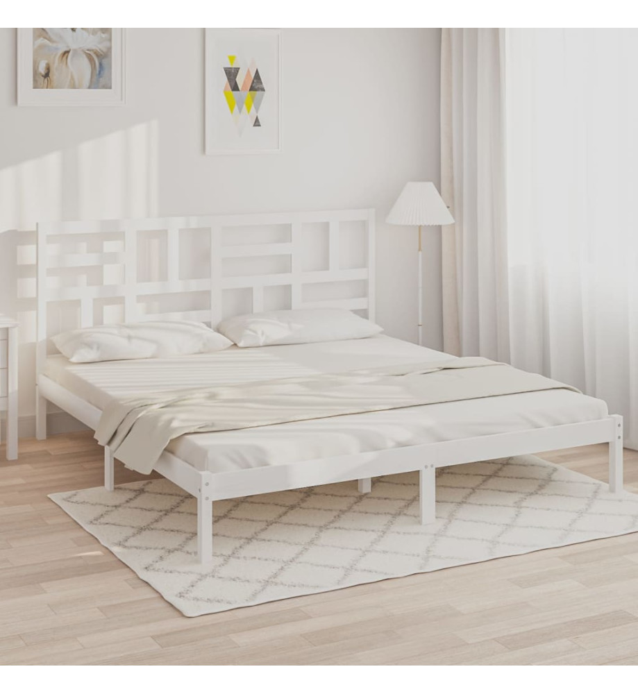 Cadre de lit Blanc Bois massif 180x200 cm Super King