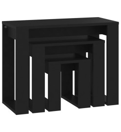 Tables gigognes 3 pcs Noir Bois d'ingénierie