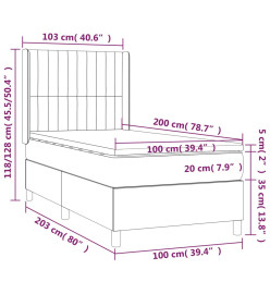 Sommier tapissier avec matelas et LED Noir 100x200 cm Velours