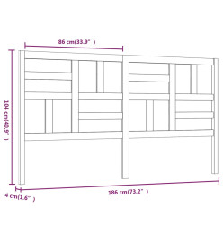 Tête de lit Blanc 186x4x104 cm Bois massif de pin