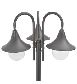 Lampadaire de jardin E27 220 cm Aluminium 3 lanternes Bronze