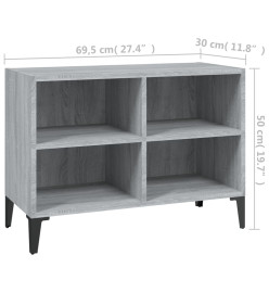 Meuble TV avec pieds en métal Sonoma gris 69,5x30x50 cm