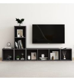 Ensemble de meubles TV 3 pcs Gris Aggloméré