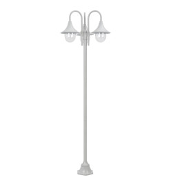 Lampadaire de jardin E27 220 cm Aluminium 3 lanternes Blanc