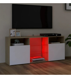 Meuble TV avec lumières LED blanc et chêne sonoma 120x30x50 cm