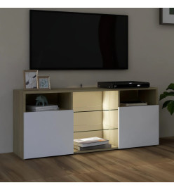 Meuble TV avec lumières LED blanc et chêne sonoma 120x30x50 cm