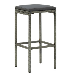 Meuble de bar de jardin 16 pcs et coussins Résine tressée Gris