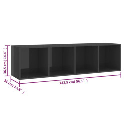 Meubles TV 3 pcs Gris brillant 142,5x35x36,5 cm Aggloméré