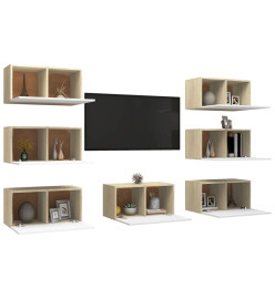 Meubles TV 7 pcs Blanc et chêne sonoma 30,5x30x60 cm Aggloméré